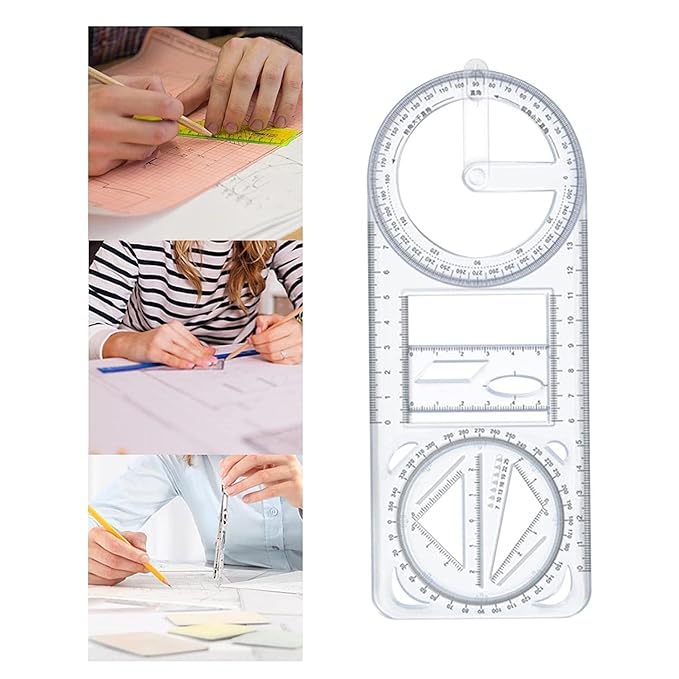 Multifunctional Geometric Ruler Mathematics Drawing Template for Woodworking Style A