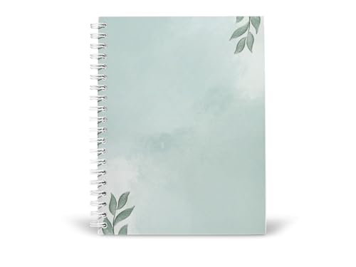 Art to Doors | Mint Watercolor Leaves | Spiral Notebooks | A5 Size Paper | 120 Pages | 70 GSM Paper | Attractive Cover Designs