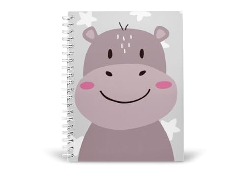 Art to Doors | Cute Hippo | Spiral Notebooks | A5 Size Paper | 120 Pages | 70 GSM Paper | Attractive Cover Designs