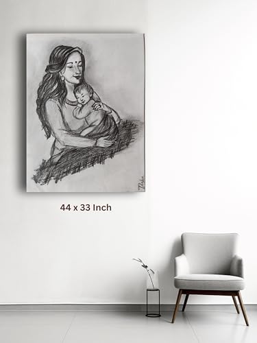 Art to Doors | Mother Love Sketch | Artist Dipa Sinha | Vertical | Art Prints | Home Decor | Wall Art | Gift Items | Canvas Frame