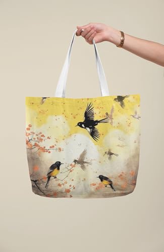 Art to Doors | Yellow Joy | Tote Bags | Shopping Bag For Grocery | Aesthetic Carry Bag | Tote Bag for Shopping, Travel, office & beach bags for women