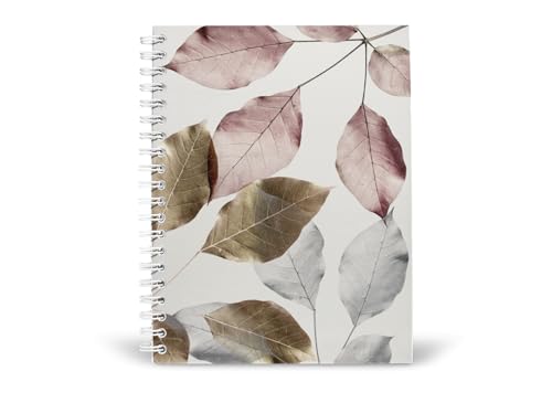 Art to Doors | Pink and Gold Metallic Leaf | Spiral Notebooks | A5 Size Paper | 120 Pages | 70 GSM Paper | Attractive Cover Designs