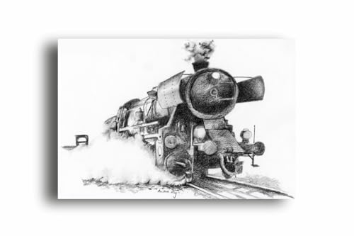 Art to Doors | A Vintage Steam Locomotive | Artist Avishek Nag | Vertical | Art Print | Home Decor | Wall Decor | Gift Items | Wall Art | Canvas Frame