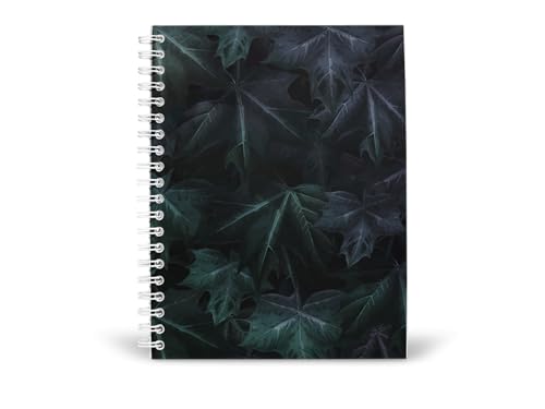 Art to Doors | Deep Green Leaf Overlay | Spiral Notebooks | A5 Size Paper | 120 Pages | 70 GSM Paper | Attractive Cover Designs