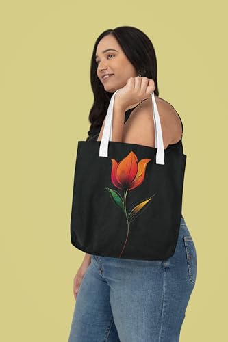 Art to Doors | Minimalist Tulip Sketch | Tote Bags | Shopping Bag For Grocery | Aesthetic Carry Bag | Tote Bag for Shopping, Travel, office & beach bags for women