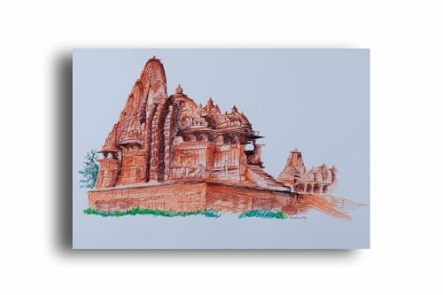 Art to Doors | Khajuraho Temple Complex | Artist Avishek Nag | Horizontal | Art Prints | Home Decor | Gift Items | Wall Art | Canvas Frame