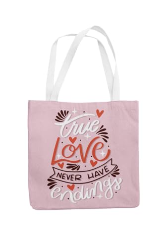 Art to Doors | True Love Never Have Ending | Tote Bags | Shopping Bag For Grocery | Aesthetic Carry Bag | Tote Bag for Shopping, Travel, office & beach bags for women