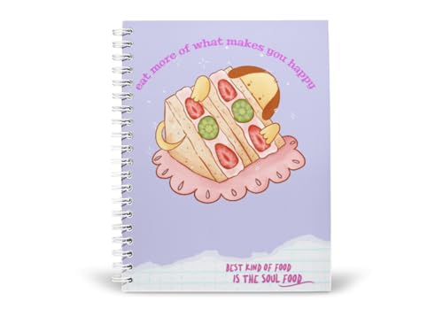 Art to Doors | Eat What Makes You Happy | Spiral Notebooks | A5 Size Paper | 120 Pages | 70 GSM Paper | Attractive Cover Designs