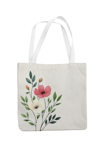 Art to Doors | Pink and White Floral Art | Tote Bags | Shopping Bag For Grocery | Aesthetic Carry Bag | Tote Bag for Shopping, Travel, office & beach bags for women