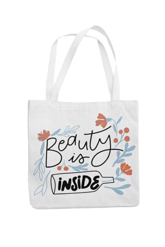 Art to Doors | Beauty Is Inside | Tote Bags | Shopping Bag For Grocery | Aesthetic Carry Bag | Tote Bag for Shopping, Travel, office & beach bags for women