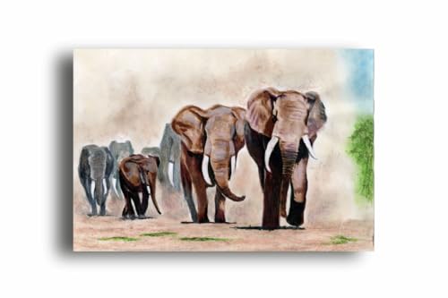 Art to Doors | Gentle Giants At Work | Artist Uday Kumar Balakrishna | Rectangle| Art Prints | Home Decor | Wall Art | Gift Items | Canvas Frame