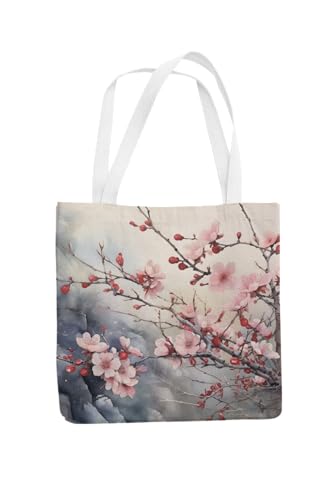 Art to Doors | Watercolor Cherry Blossoms | Tote Bags | Shopping Bag For Grocery | Aesthetic Carry Bag | Tote Bag for Shopping, Travel, office & beach bags for women