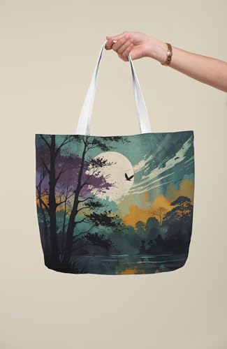 Art to Doors | Moonlit Serenity | Tote Bags | Shopping Bag For Grocery | Aesthetic Carry Bag | Tote Bag for Shopping, Travel, office & beach bags for women