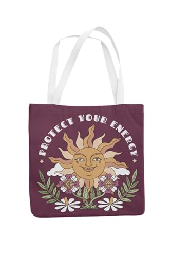 Art to Doors | Protect Your Energy | Tote Bags | Shopping Bag For Grocery | Aesthetic Carry Bag | Tote Bag for Shopping, Travel, office & beach bags for women