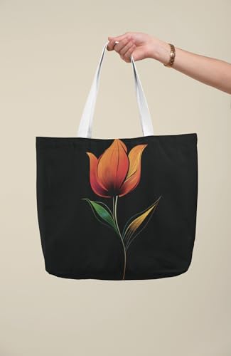 Art to Doors | Minimalist Tulip Sketch | Tote Bags | Shopping Bag For Grocery | Aesthetic Carry Bag | Tote Bag for Shopping, Travel, office & beach bags for women