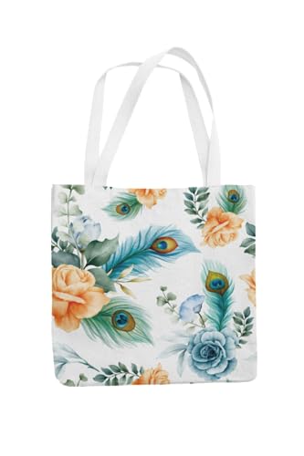 Art to Doors | Peacock and Bloom | Tote Bags | Shopping Bag For Grocery | Aesthetic Carry Bag | Tote Bag for Shopping, Travel, office & beach bags for women