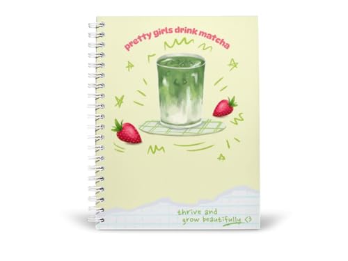 Art to Doors | Pretty Girls Drink Matcha | Spiral Notebooks | A5 Size Paper | 120 Pages | 70 GSM Paper | Attractive Cover Designs