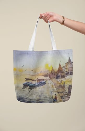 Art to Doors | Peaceful Shores | Tote Bags | Shopping Bag For Grocery | Aesthetic Carry Bag | Tote Bag for Shopping, Travel, office & beach bags for women