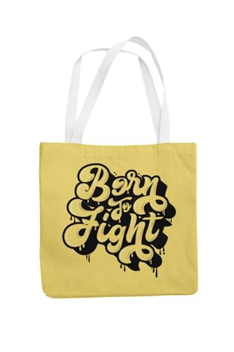 Art to Doors | Born To Fight | Tote Bags | Shopping Bag For Grocery | Aesthetic Carry Bag | Tote Bag for Shopping, Travel, office & beach bags for women