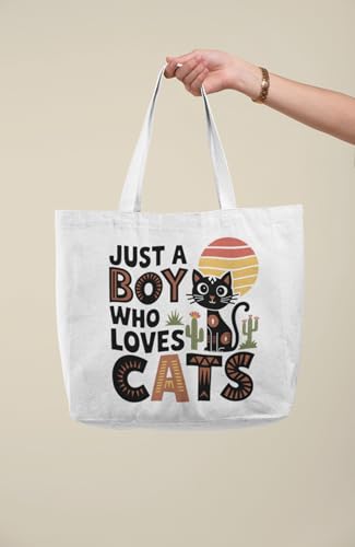 Art to Doors | Boy Who Loves Cats | Tote Bags | Shopping Bag For Grocery | Aesthetic Carry Bag | Tote Bag for Shopping, Travel, office & beach bags for women