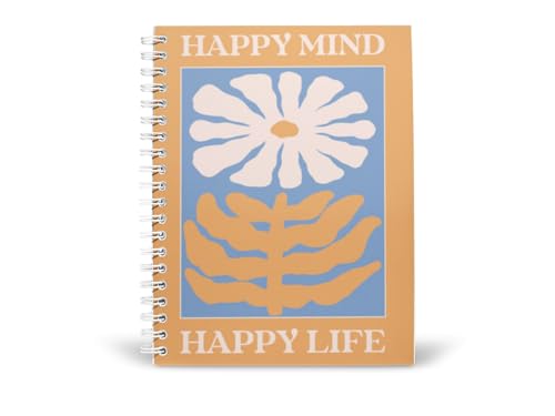 Art to Doors | Happy Mind Happy Life | Spiral Notebooks | A5 Size Paper | 120 Pages | 70 GSM Paper | Attractive Cover Designs