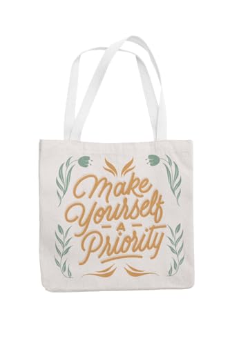 Art to Doors | Make Yourself A Priority | Tote Bags | Shopping Bag For Grocery | Aesthetic Carry Bag | Tote Bag for Shopping, Travel, office & beach bags for women