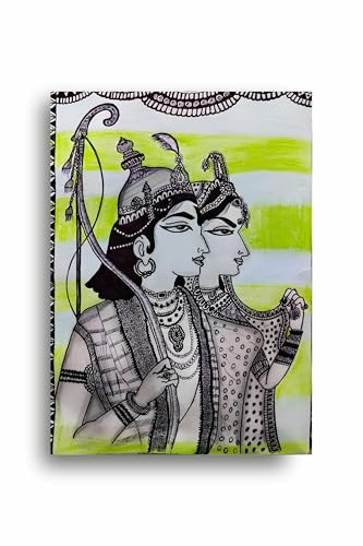 Heavenly Harmony: The Divine Pair | Artist Saloni Chaturvedi | Art Print | Personalized Gift For Anniversary, Home Decor | Wall Frames For Home Office Study Room Decor (Canvas Frame, 12x18 Inch)