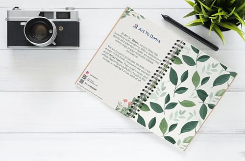 Art to Doors | Light and Dark Green Leaves | Spiral Notebooks | A5 Size Paper | 120 Pages | 70 GSM Paper | Attractive Cover Designs