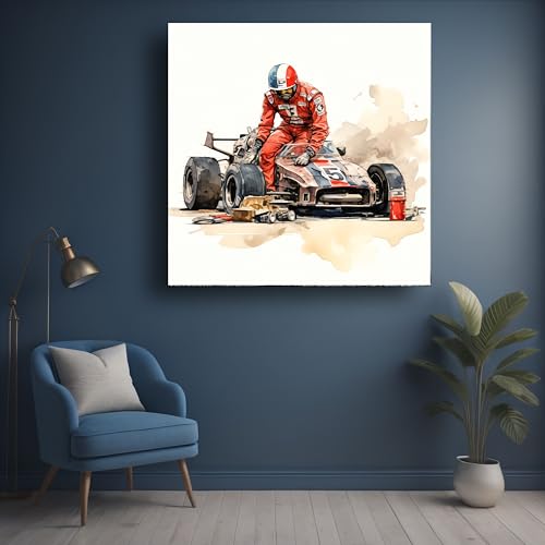 Art to Doors | Red Racer | Square | Art Print | Home Decor | Wall Decor | Gifts for Women | Gifts for Men | Canvas Frame |