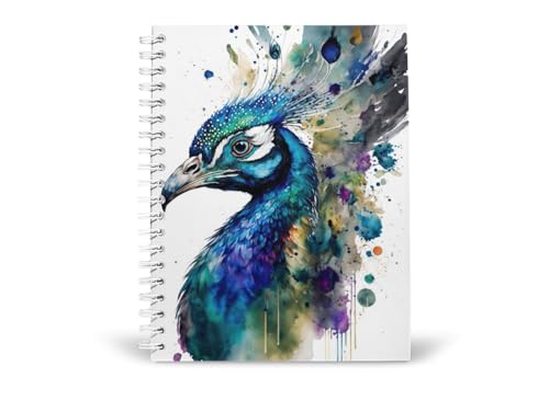 Art to Doors | Peacock Splendor | Spiral Notebooks | A5 Size Paper | 120 Pages | 70 GSM Paper | Attractive Cover Designs