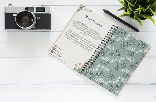 Art to Doors | Leafy Green Pattern | Spiral Notebooks | A5 Size Paper | 120 Pages | 70 GSM Paper | Attractive Cover Designs