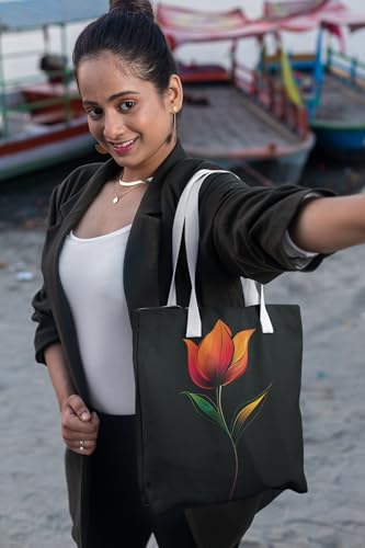 Art to Doors | Minimalist Tulip Sketch | Tote Bags | Shopping Bag For Grocery | Aesthetic Carry Bag | Tote Bag for Shopping, Travel, office & beach bags for women