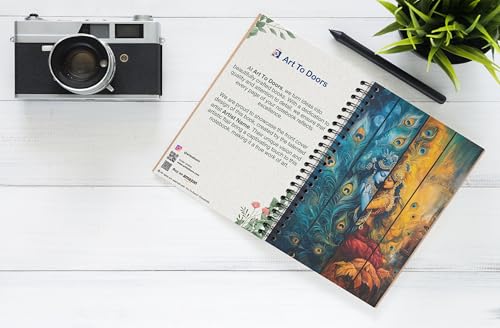 Art to Doors | Radha Krishna with Peacocks | Spiral Notebooks | A5 Size Paper | 120 Pages | 70 GSM Paper | Attractive Cover Designs