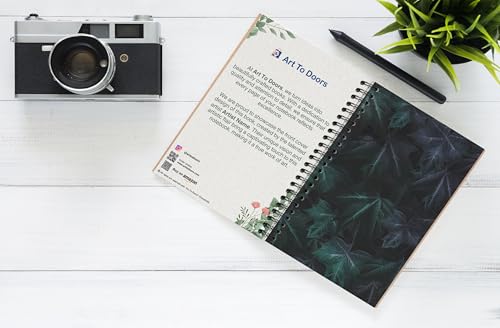 Art to Doors | Deep Green Leaf Overlay | Spiral Notebooks | A5 Size Paper | 120 Pages | 70 GSM Paper | Attractive Cover Designs