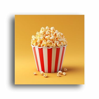 Popcorn Delight: Vibrant Canvas Print - Perfect for Movie Lovers & Kitchen Decor