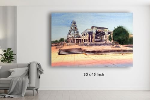 Art to Doors | Big Temple Tanjore | Artist A Murugesan | Rectangle | Art Print | Home Decor | Wall Decor | Gift Items | Canvas Frame