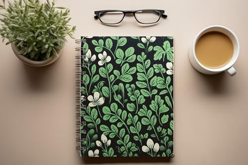 Art to Doors | Clover and Eucalyptus Pattern | Spiral Notebooks | A5 Size Paper | 120 Pages | 70 GSM Paper | Attractive Cover Designs