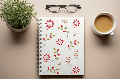 Art to Doors | Scarlet Blossoms & Branches | Spiral Notebooks | A5 Size Paper | 120 Pages | 70 GSM Paper | Attractive Cover Designs