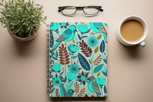 Art to Doors | Bird and Flower Silhouette | Spiral Notebooks | A5 Size Paper | 120 Pages | 70 GSM Paper | Attractive Cover Designs