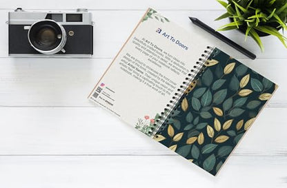 Art to Doors | Green and Gold Botanical Print | Spiral Notebooks | A5 Size Paper | 120 Pages | 70 GSM Paper | Attractive Cover Designs