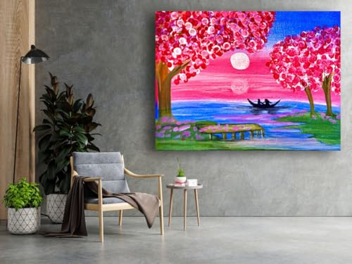 Art to Doors | The Cherry Blossoms Tranquil | Artist Monica Verma | Horizontal | Art Prints | Home Decor | Wall Decor | Gift Items | Wall Art