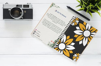 Art to Doors | Golden Sunflower Medley | Spiral Notebooks | A5 Size Paper | 120 Pages | 70 GSM Paper | Attractive Cover Designs