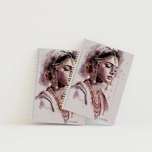 Art to Doors | Beautiful Indian Woman | Artist Riika Kandhola | Spiral Notebooks | A5 Size Paper | 120 Pages | 70 GSM Paper | Attractive Cover Designs | Soft Cover | Notebooks for College Students