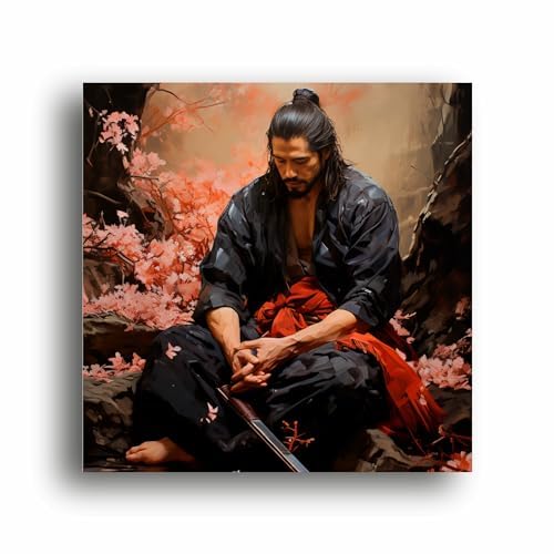 Samurai Serenity: Canvas Print Illustration - Grace Your Walls with Noble Warrior Spirit! | Canvas Wrap Wooden Framed | Personalized Gift For Anniversary, Birthday, Wedding, Home Decor