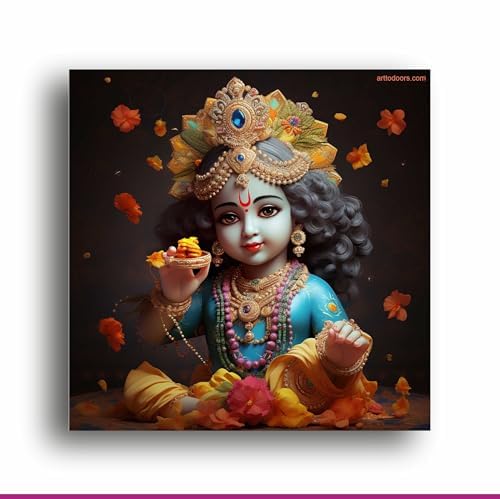 Art to Doors Divine Childhood: Lord Krishna Hero Canvas Print