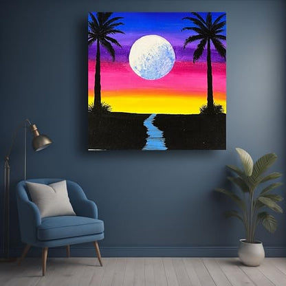 Art to Doors | Moonlight Symphony in the Sky | Square | Artist Pooja Khaire | Home Decor | Wall Art | Gifts for Women | Gifts for Men | Canvas Frame