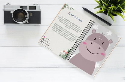 Art to Doors | Cute Hippo | Spiral Notebooks | A5 Size Paper | 120 Pages | 70 GSM Paper | Attractive Cover Designs