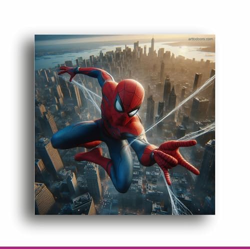 Web-Slinging Marvel: Dynamic Spider-Man Art Print Captures Heroic Action! | Personalized Gift For Anniversary, Birthday, Wedding, Home Decor