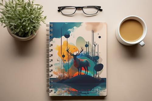 Art to Doors | Majestic Deer in Autumnal Forest | Spiral Notebooks | A5 Size Paper | 120 Pages | 70 GSM Paper | Attractive Cover Designs