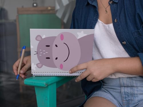 Art to Doors | Cute Hippo | Spiral Notebooks | A5 Size Paper | 120 Pages | 70 GSM Paper | Attractive Cover Designs